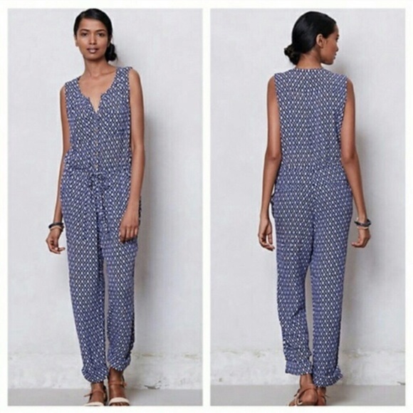 Anthropologie Pants - Anthropologie Lilka DAO Blue Ikat Pants Jumpsuit
